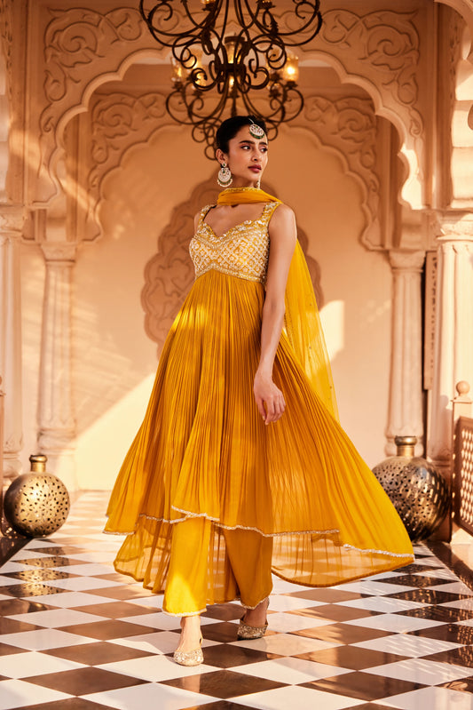 High Low Anarkali With Straight Pants