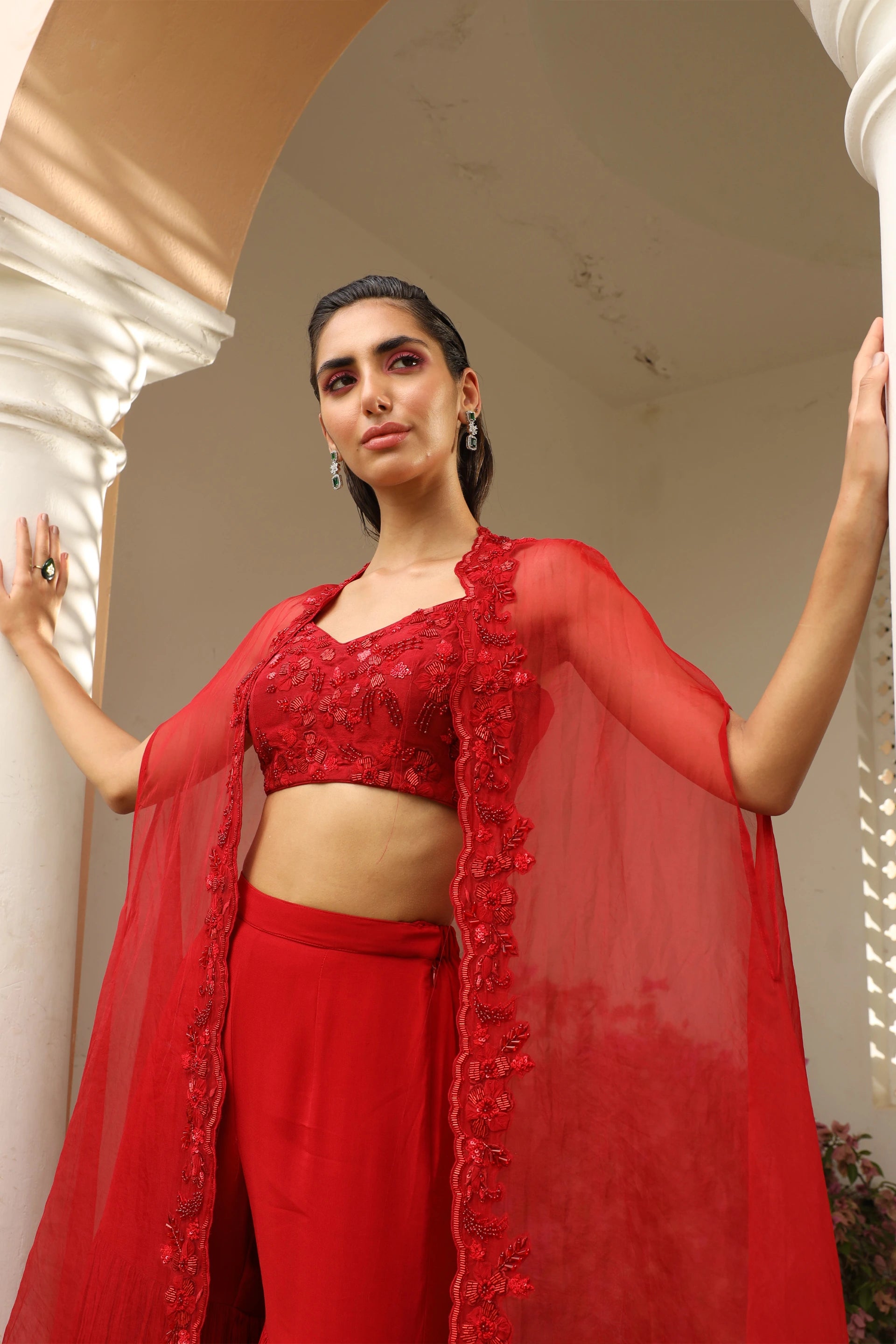 Organza Cape with Sharara Set - Saisha